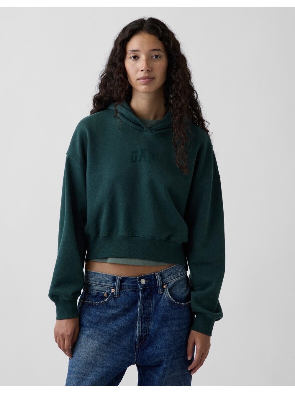 Women’s Vintage Sodt Crop Green Hoodie